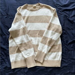 BRANDY MELVILLE WHITE & CREAM BRIANNA COTTON THICK STRIPE SWEATER